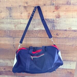 Vintage Tommy Hilfiger Blue and Red Duffel Bag